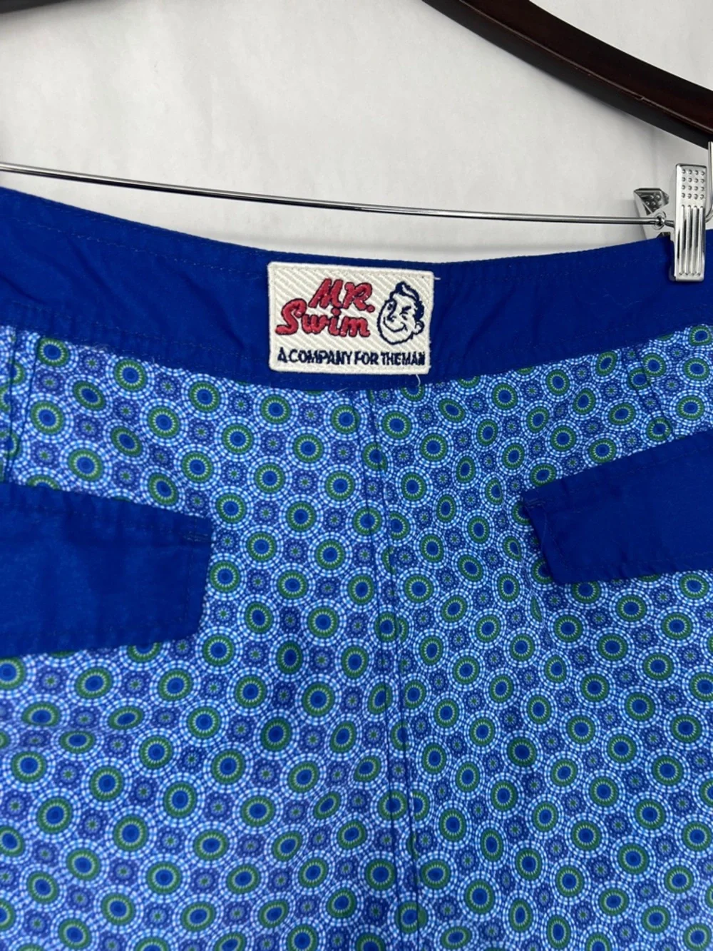 Mr. Swim Blue and Green Geometric Board Shorts